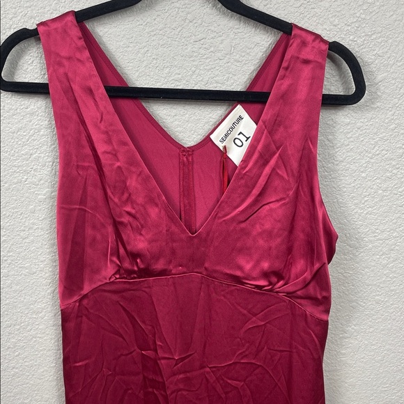 NWT Semicouture Red Berry Satin Silk Maxi Dress Lingerie Slip Sz 40 - Picture 3 of 12